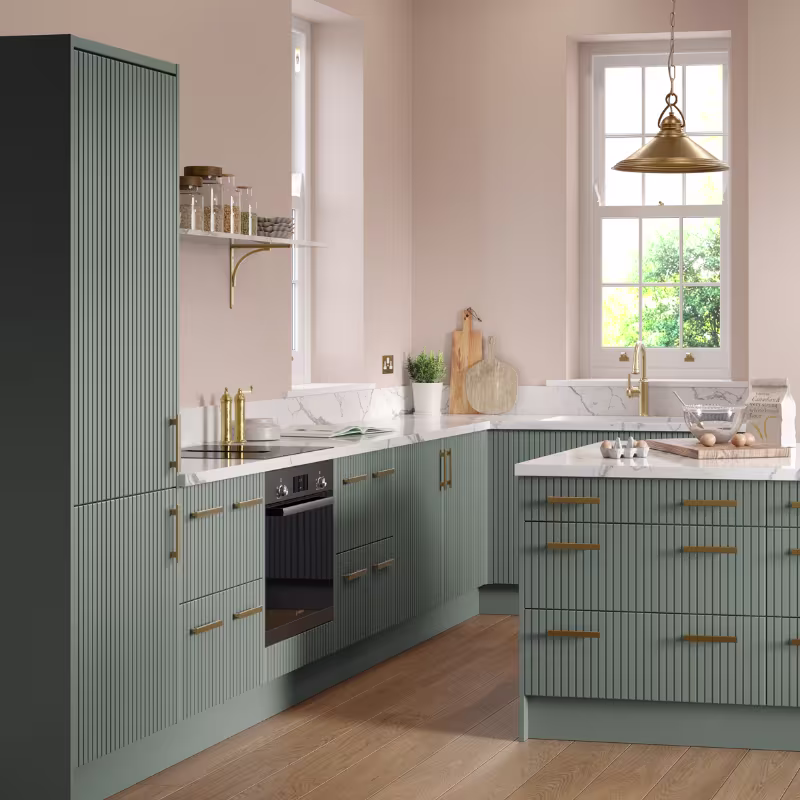 fluted kitchen cupboard doors tongue and groove style 